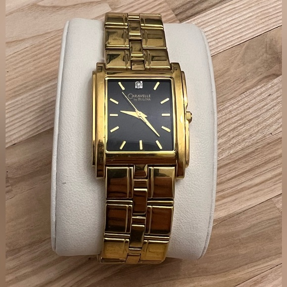 Caravelle by Bulova Men’s Watch Diamond Black Dial Gold-Tone Bracelet - Picture 1 of 15